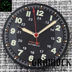 GRAMOCK Classics Sterile 29mm Pilot Black Watch Dial Part for NH35/36 ETA PT5000 Miyota Mingzhu DG ST2130 Movement Part Hand Set