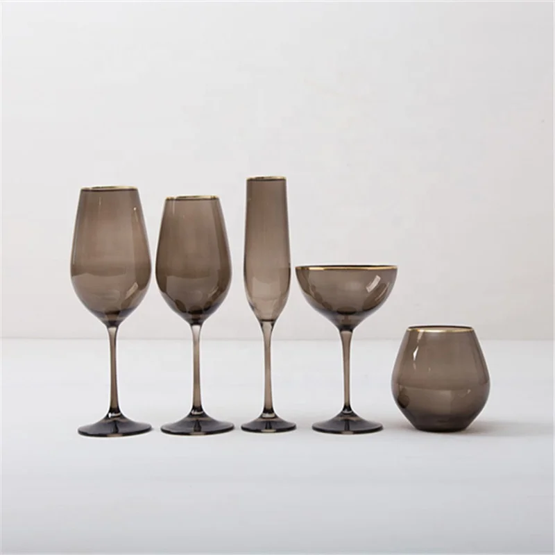 China Supplier Elegant Crystal Smoke Wine Glasses & Stemware