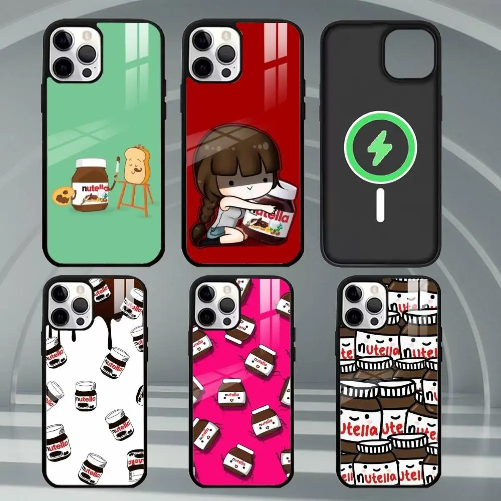

N-Nutella Cute Chocolate Phone Case For iPhone17,16,15,14,13,12,11 Plus,Pro Max Magnetic For Magsafe Wireless Charging