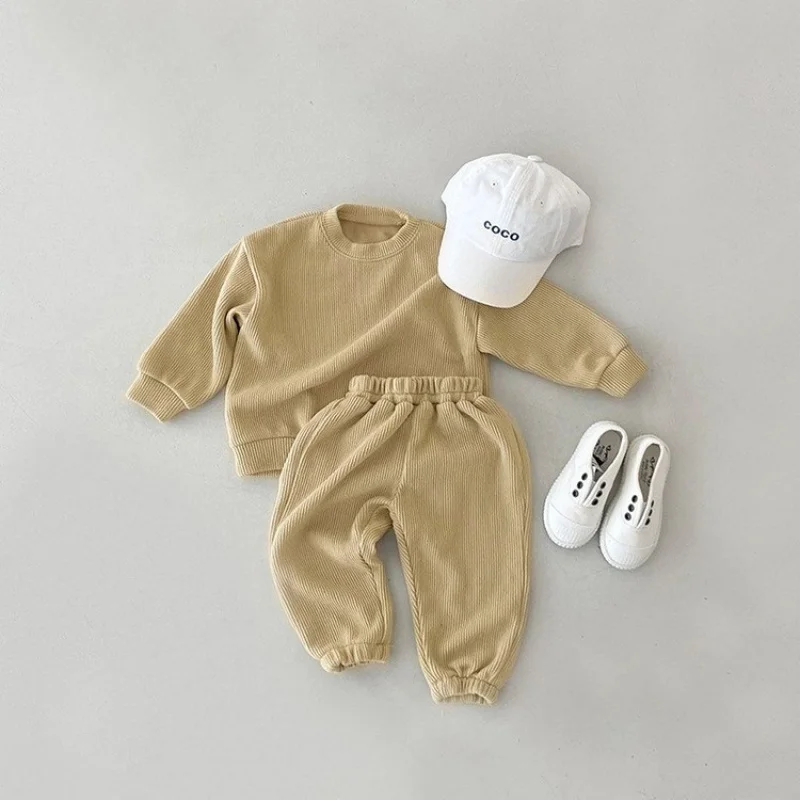 

Solid Color Children's Clothes Set Outfits for Girls Boys Casual Clothing Long Sleeve Baby Kids Sweatshirt Trousers Suit