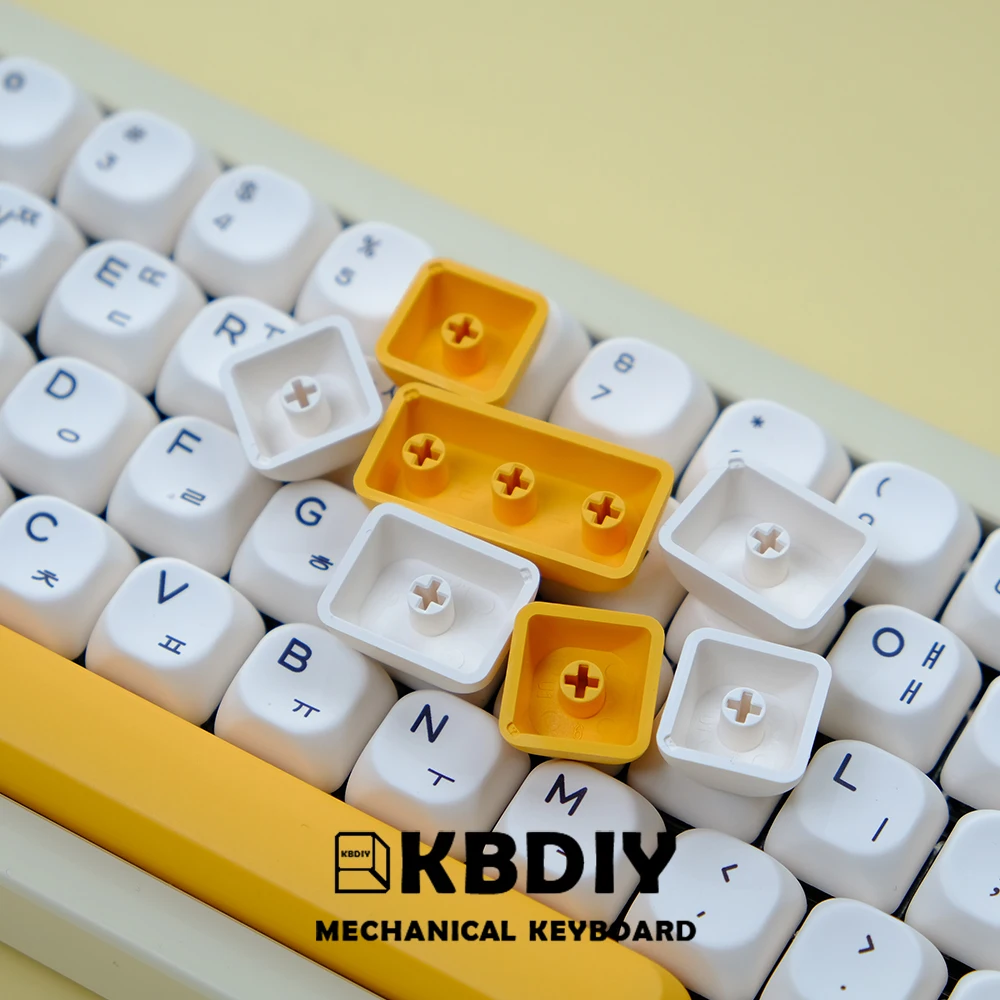 KBDiy-Teclas coreanas PBT Honey Milk, Teclados Mecânicos, MAC, Perfil KOA, Japonês, Russo, ISO personalizado 7U, 137 Teclas