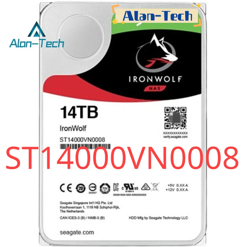 For Sea-gate ST14000VN0008 Original New Iron Wolf NAS HDD 14TB 7200RPM SATA 6Gbps 256MB Cache 3.5-inch Internal Hard Disk