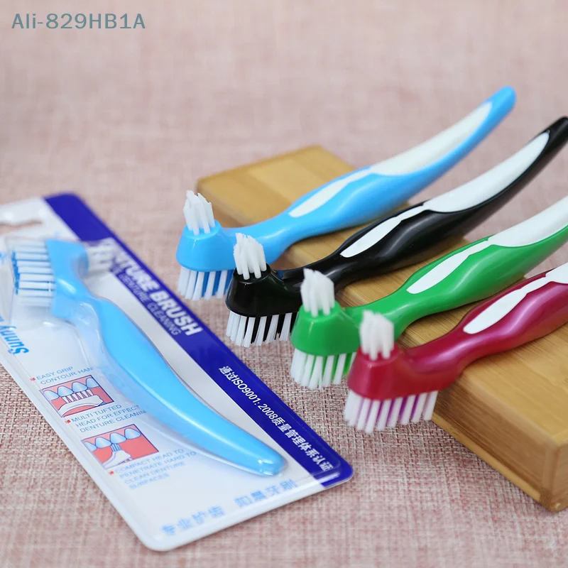 Denture Cleaning Brush Dual Heads Gum Cleaner For Men Women Multi-Layered Bristles False Teeth Brush Oral Cleaning Tools