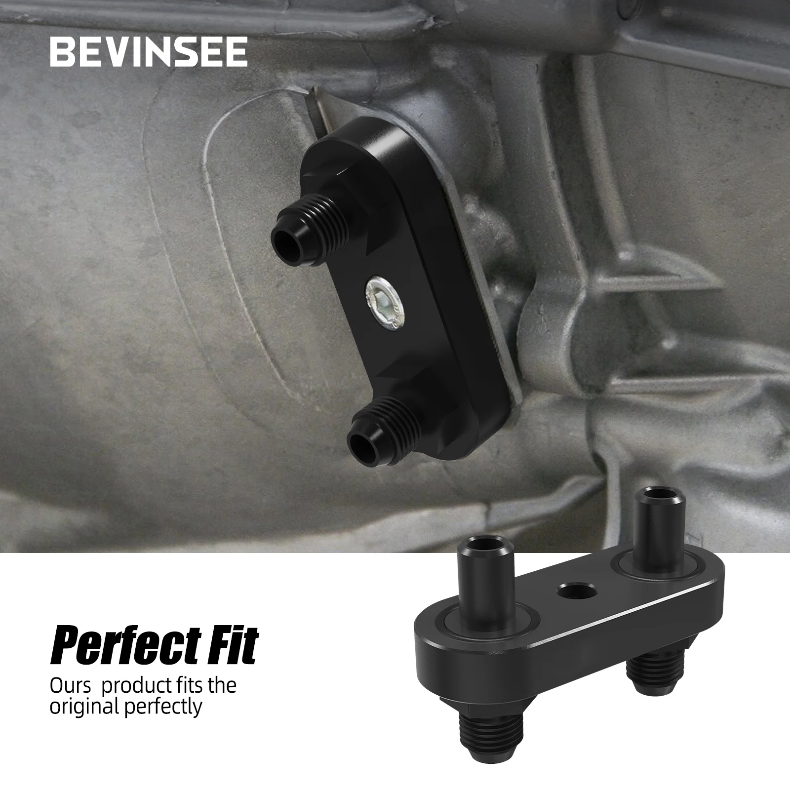 BEVINSEE 6AN Transmission Cooler Manifold Adapter for 6 8 Speed Automatic Transmissions for all 6L80E 6L90E 8L90E