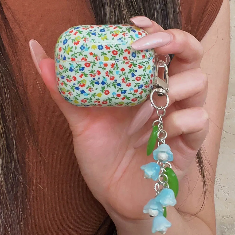 حافظة جميلة فنية صغيرة على شكل زهور لأجهزة AirPods Pro3 سلسلة مفاتيح رنين الرياح غطاء ناعم لأجهزة AirPods 4 2 3 Pro 2 غطاء ناعم #3