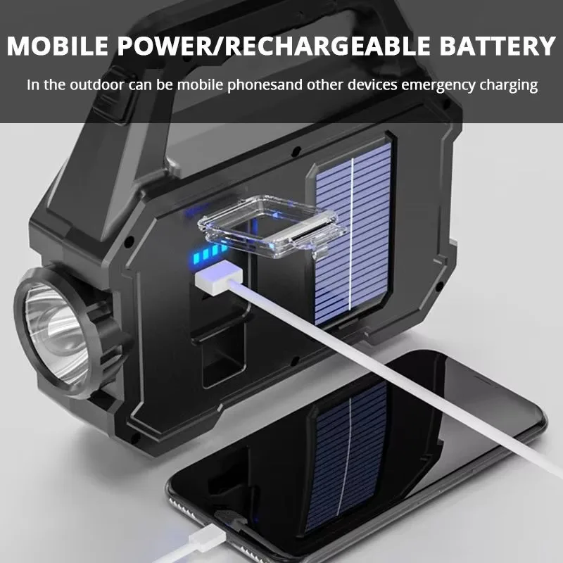 

Solar Flashlight Factory Direct High Brightness LED Flashlight Solar Built-in Battery Rechargeable Handheld Flashlight
