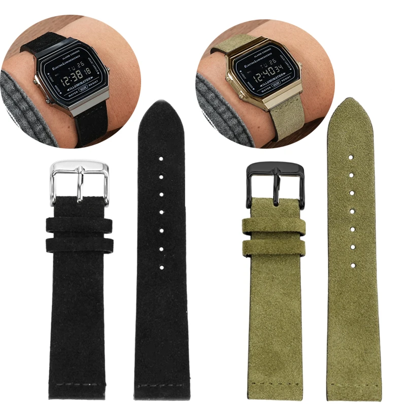 

Быстросъемный дизайн, новый замшевый ремешок для Casio, маленький квадратный A168W A159 158 AE-1200/1300, ремешок 18 мм, браслет, спортивный браслет