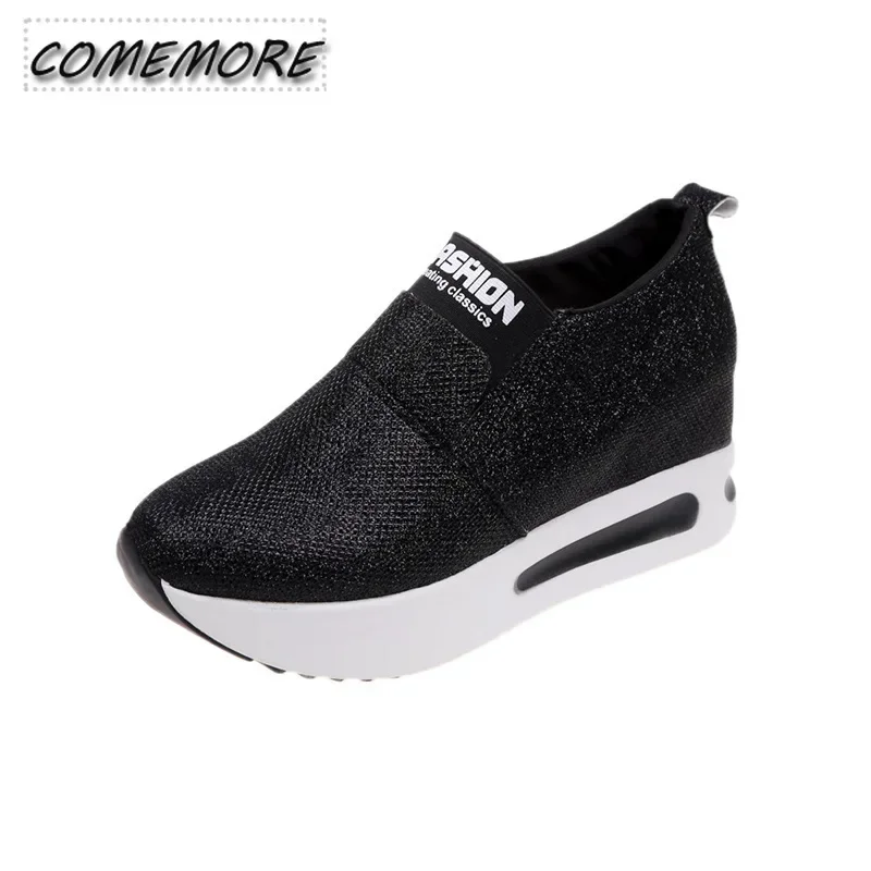 2024 New Fashion Women\'s Platform Shoes with Casual Elegant High Heels Ladies Comfortable Slip on Chunky Sneakers Spring Autumn