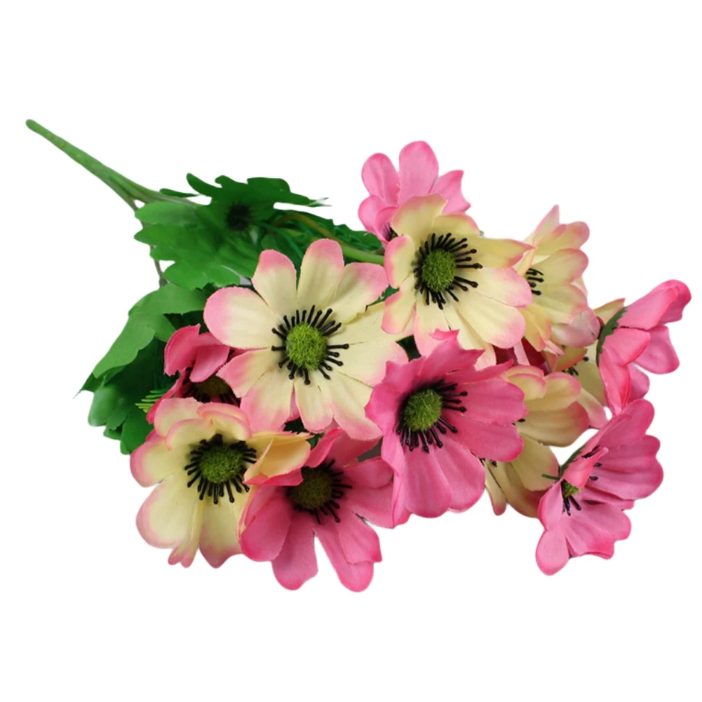 1 Bouquet 14 Heads Artificial Flowers Plastic Fake Silk Daisy Flower Wedding Flower Bouquet Home Garden Party Decoration