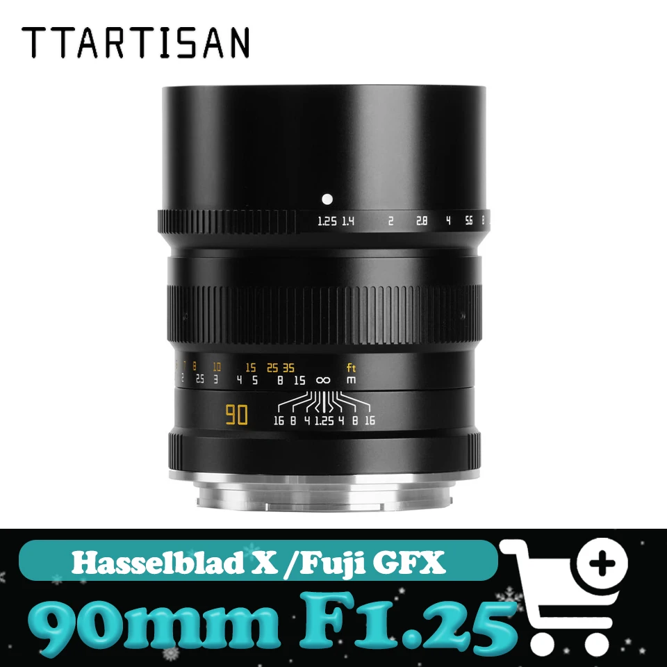 

Полнокадровый телеобъектив TTArtisan MF 90 мм F1.25 с большой апертурой для Sony A7II Canon R5 Nikon Z7 Fuji GFX100