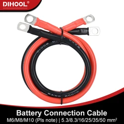 Battery Inverter Cable Set with Terminals AWG 10/8/6/4 Gauge Super Soft Silicone Wire, Power Connection Cable with Lugs For UPS