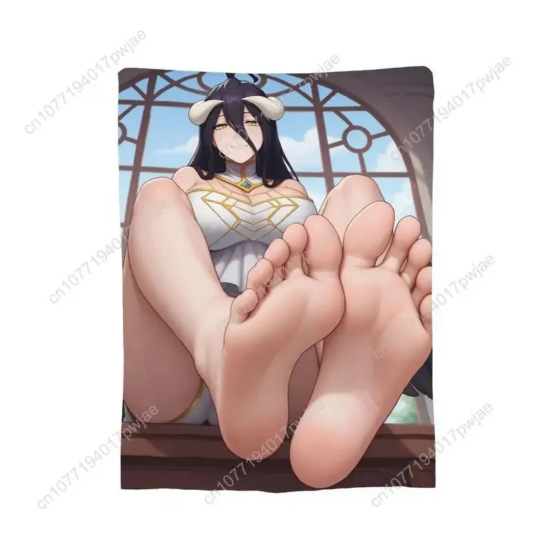 [Cozy Albedo Anime Blanket] Soft Cozy 1pc Albedo Anime Theme Flannel Blanket Print Cartoon Foot Custom blankets