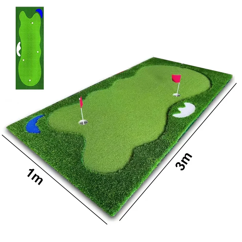 Tapete de golfe interno/externo colocando grama artificial verde colocando tapete de borracha antiderrapante para uso em mini campo de golfe