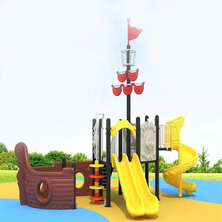 Commercial Outdoor Pirate Ship Series Playground Equipment Plastic Outdoor Playground Children Slide For Kids Play Park