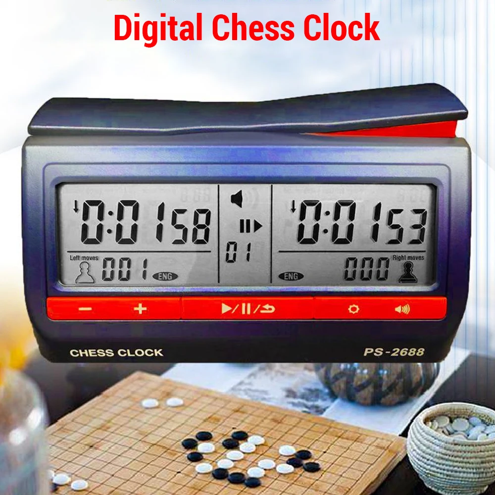 Digital Chess Clock LCD Screen ABS International Checkers Timer for Board Games and Chess