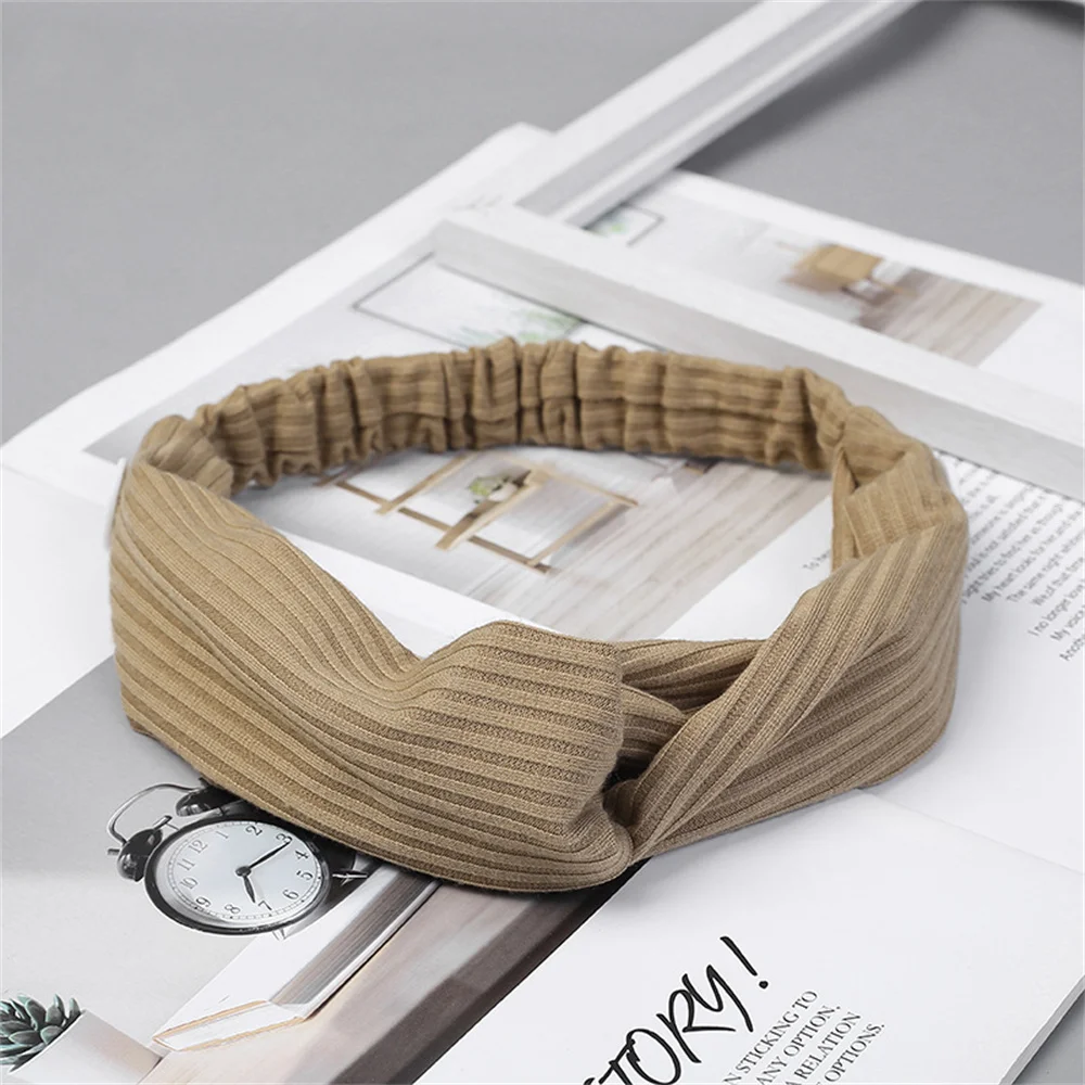 Women Headband Bohemian Elastic Hair Bands Soft Solid Color Girls Hairband Hair Accessories Twisted Knotted Headwrap