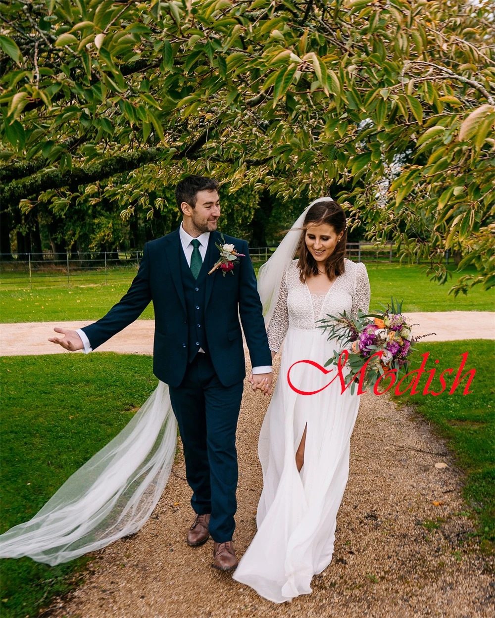 Белое тюлевое свадебное платье высокого качества по индивидуальному заказу, элегантное свадебное платье с v-образным вырезом и рукавами 3/4, с открытой спиной и шлейфом, Vestido De Novia