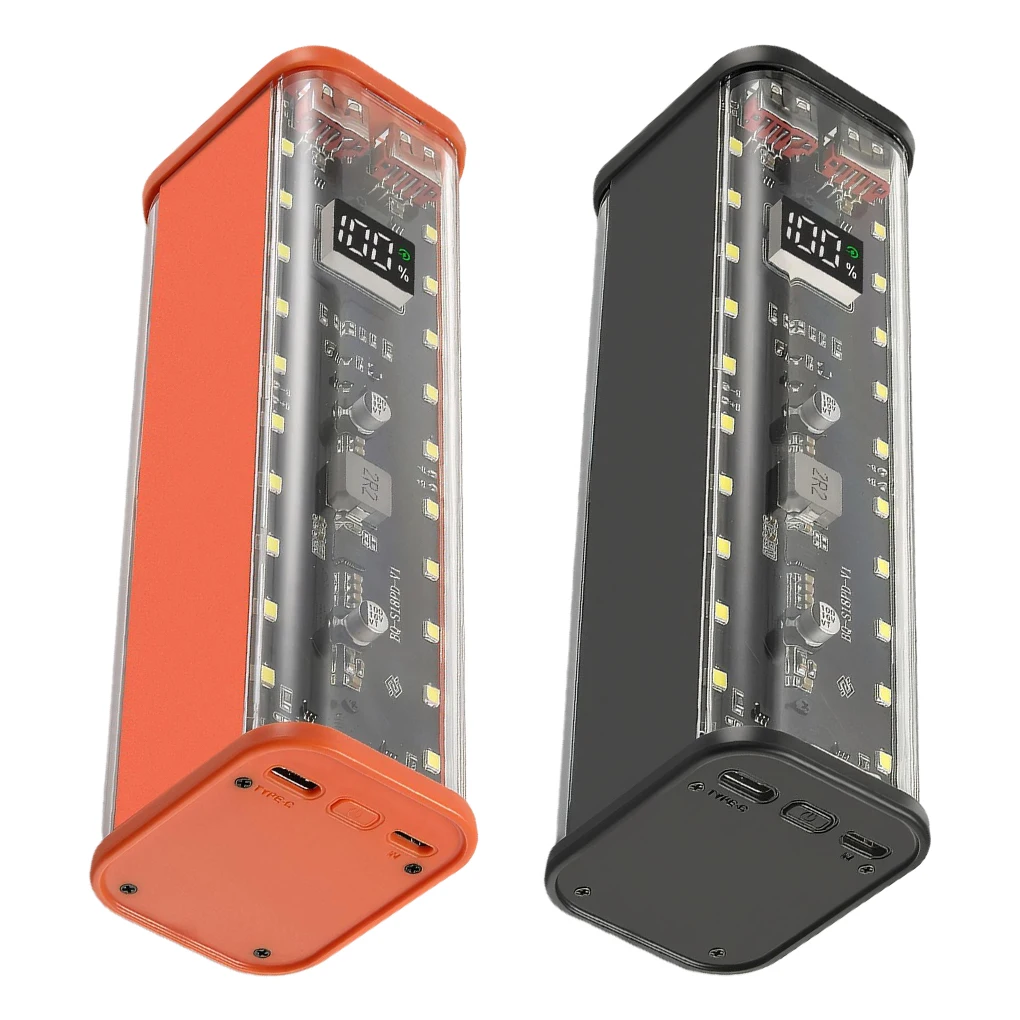 

Прозрачный корпус для Power Bank на 8*18650 элементов, 22.5W, быстрая зарядка, LED, USB-C + Micro USB порт, бокс для хранения батарей для iPhone и Samsung