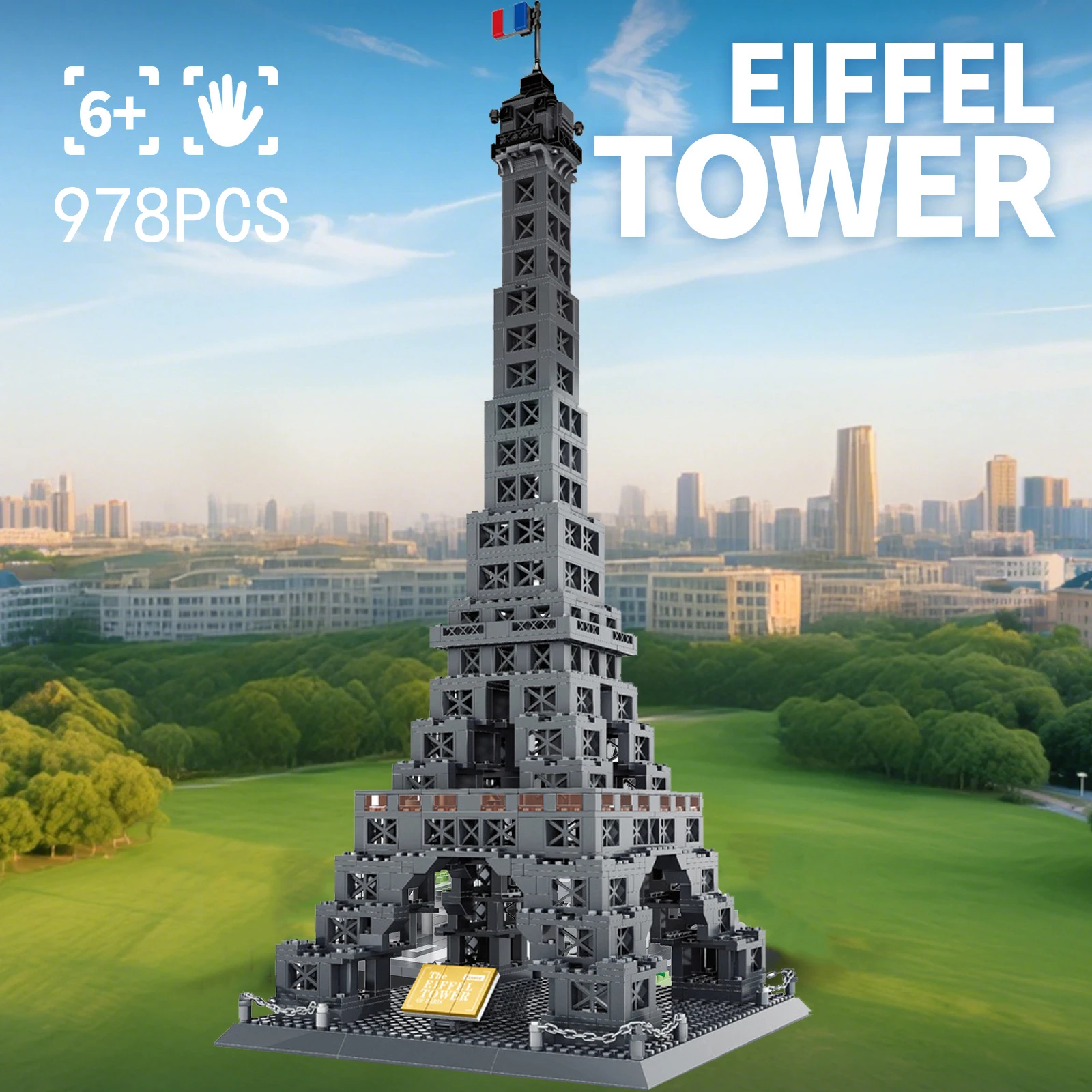 Architettura culturale di fama mondiale Creativo Building Block Torre Eiffel Parigi Francia Modello Collezione di giocattoli educativi in mattoni