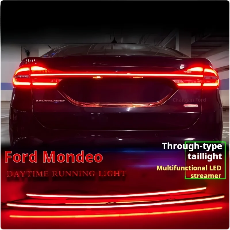 For 17-19 For Ford Mondeo through taillights modified LED high brake lights streamlined trunk light upgrade