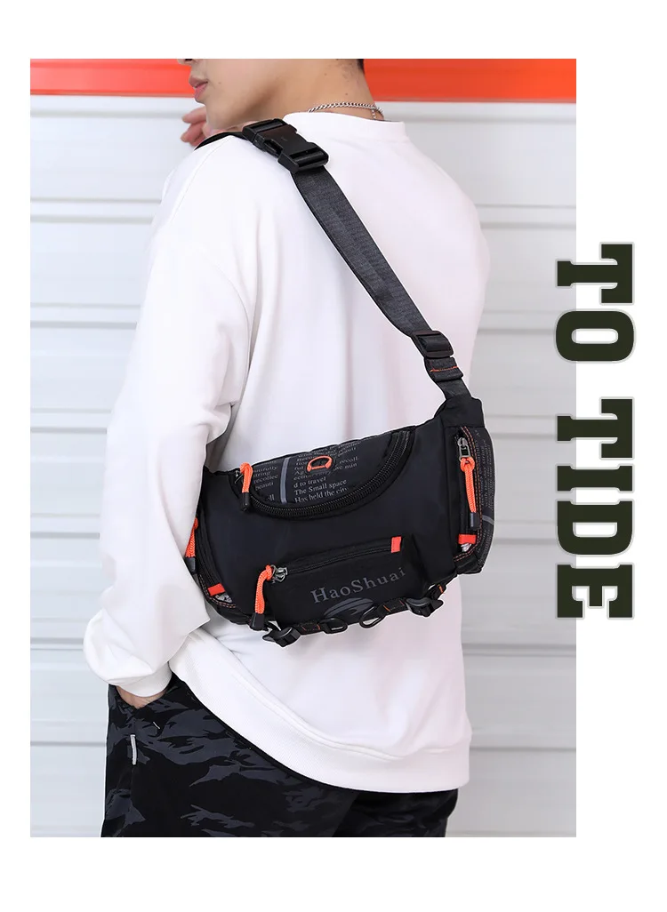 Nylon Crossbody Running Waist Bag Waterproof Oxford Men\'s Belt Fanny Pack Shoulder Messenger Bag Travel Bum Sling Chest Bags