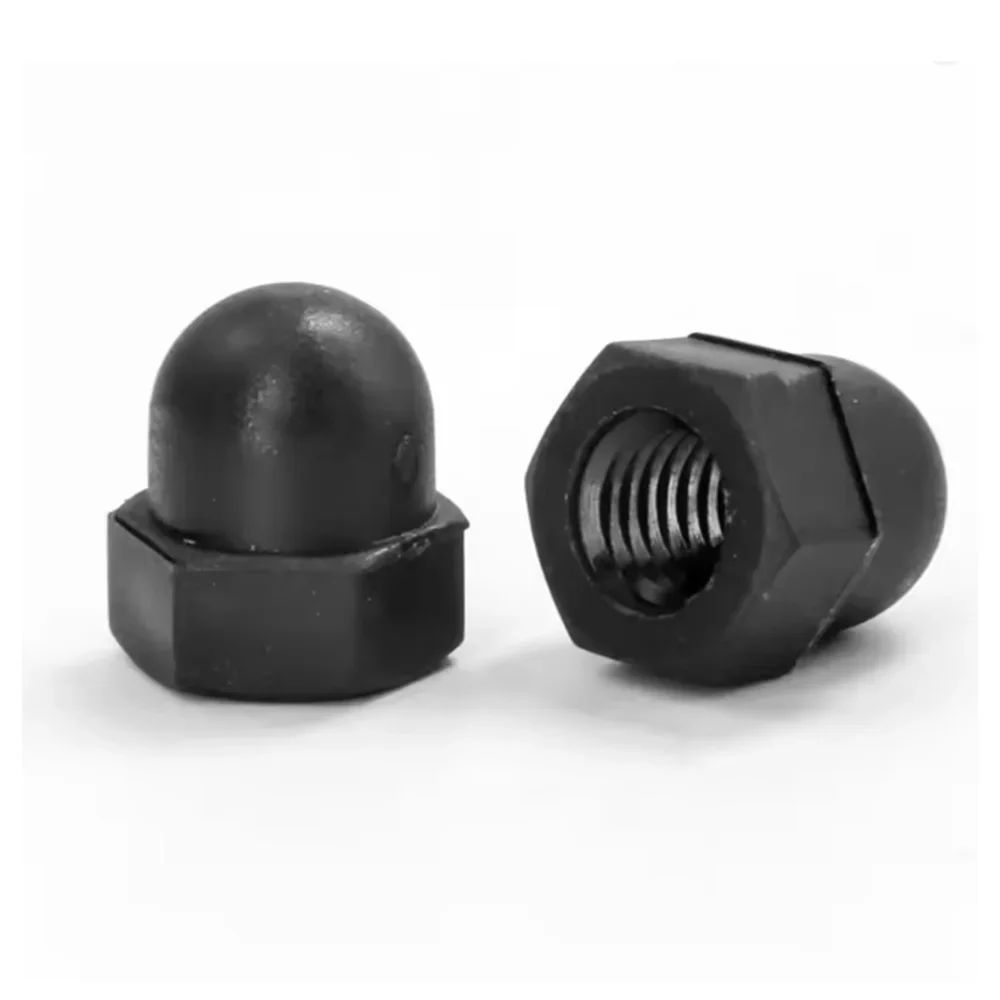 10–50 Stück schwarz-weiße Kuppel-Schutzkappenschraubenabdeckungen, freiliegender Sechskant-Kunststoff-PE-Mutter, Bolzen M3, M4, M5, M6, M8, M10, M12, M14, M16, M18 M2