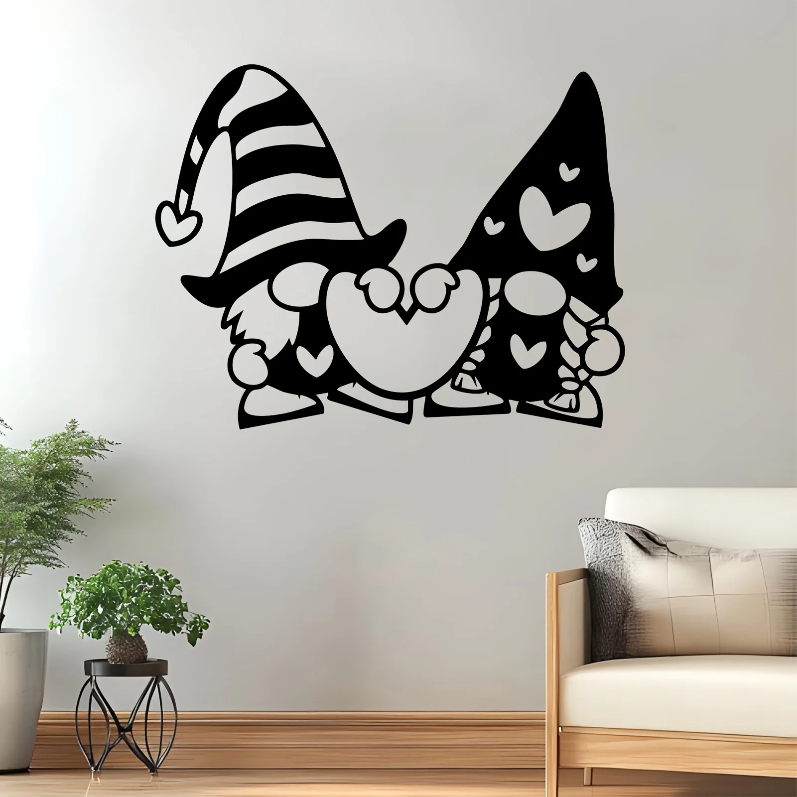 Art Deco Gnome Metal Wall Art, Rust-Resistant Iron Statue Mural, Indoor Outdoor Decor for Bedroom Wall & Garden Fence