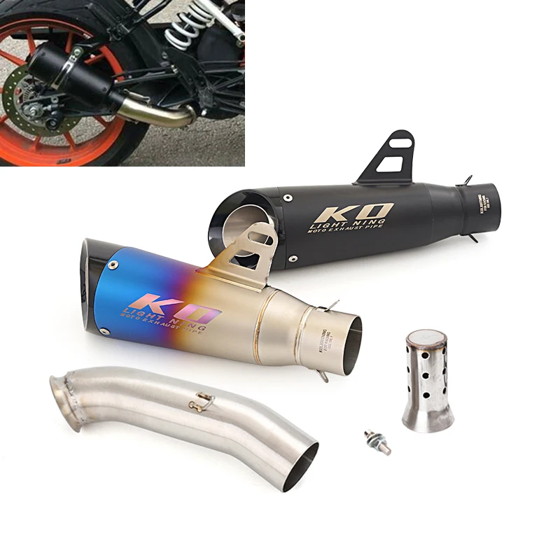 Motorcycle Exhaust Mid Link Pipe Connect Slip On 51mm Muffler Escape System Modified For Duke 125 200 250 390 RC390 2017-2020