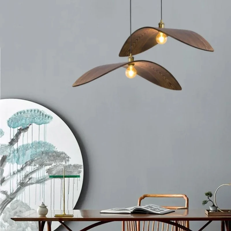 Japanese Wabi Sabi Wind Wooden Pendant Lights Creative Flying Bird Design Chandelier Parlor Restaurant Teahouse Ceiling Lighting