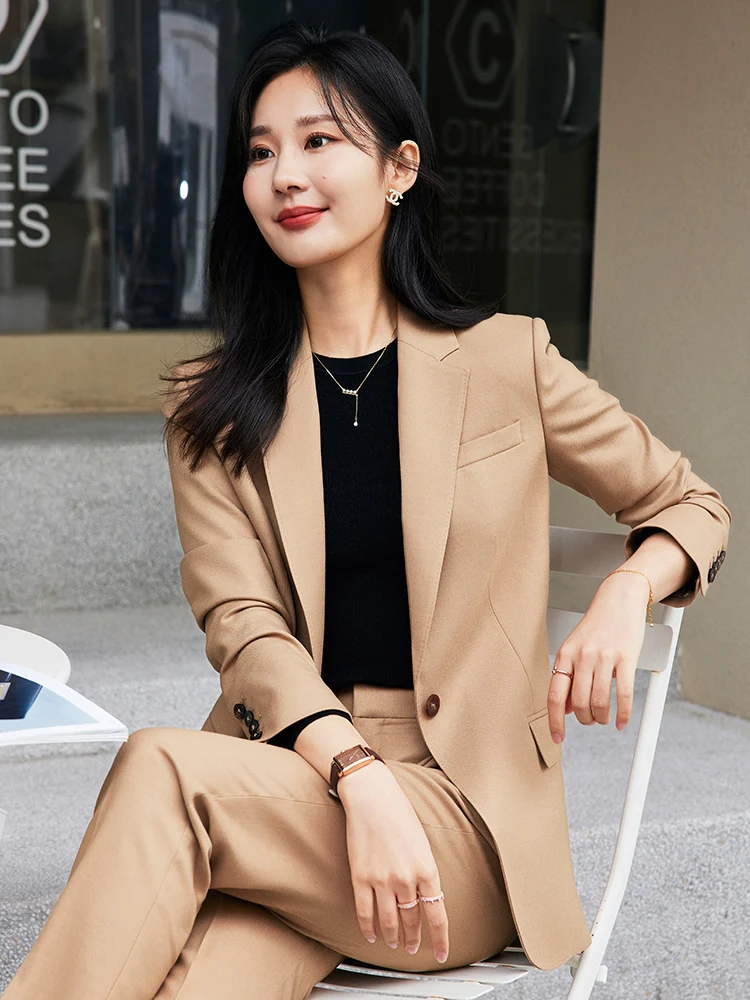 

Женский шерстяной костюм Diisia: элегантный пиджак для офиса, приталенный, на пуговицах, для весны и осени