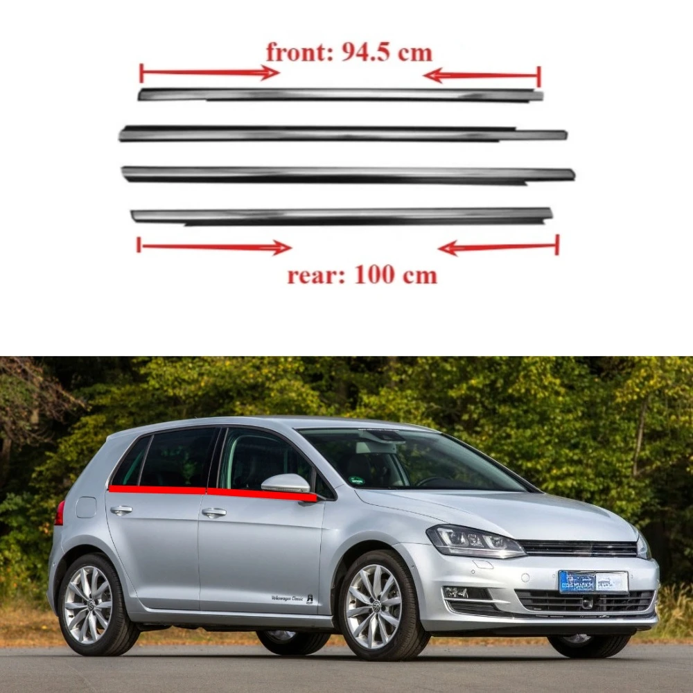 4 Pieces Chrome Door Window Belt Weatherstrip for VW Golf 7 2013-2019 Standard 5 Door Outside Windows Rubber 5GG839475