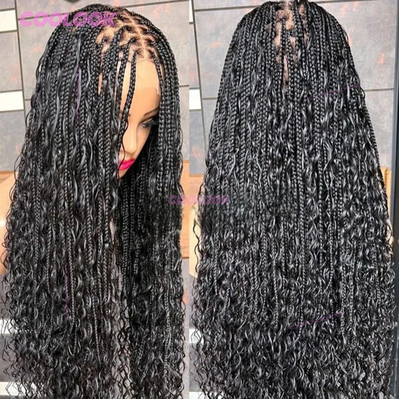 

32 "синтетические богемные парики с косами для чернокожих женщин, полные кружевные плетения волос, коробка без узлов, парик с косами