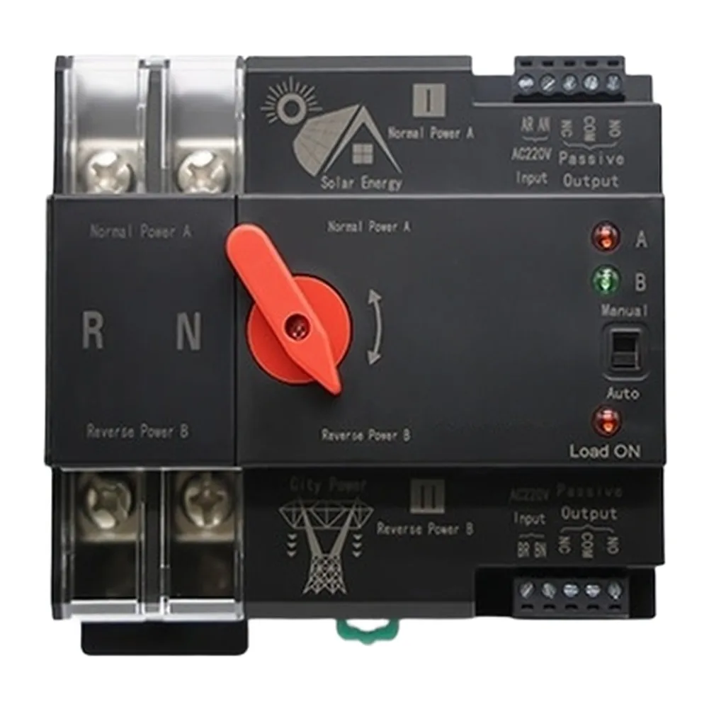 Automatic Dual Power Transfer Switch 2P AC110V for Generator Backup Power Systems with 8ms Switching Time and Manual Auto Mode