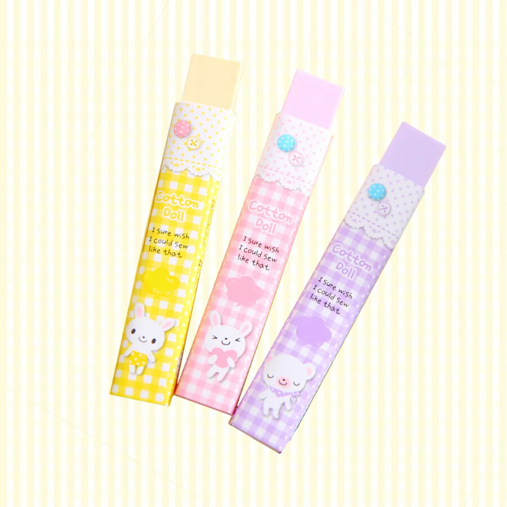 3 Stücke Cartoon Bunte Gummi Radiergummis Streifen Design Ungiftig Sicher Schule Schreibwaren Bleistift Radiergummi für Kinder Studenten Studie Geschenk