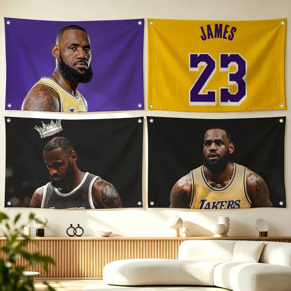 L-LeBron J-James  Basketball Star   Flag Suitable For Party Club Outdoor Interior Wall Decoration Banner Fans Gift