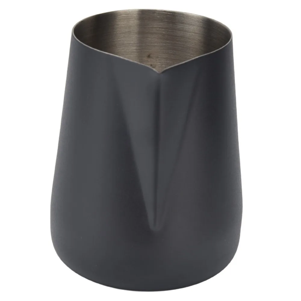450ml Capacity Milk Frothing Pitcher Pointed Spout Thickened Wall Milk Frother Cup Black/White Finish Stainless Steel