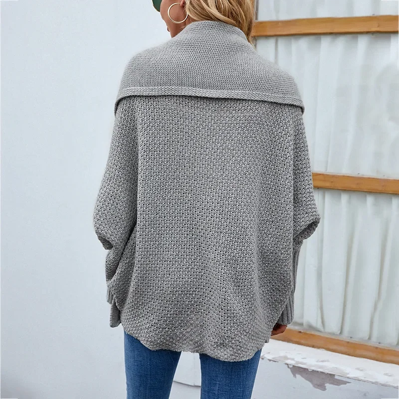 Women Cardigan V Neck Batwing Sleeve Splice Coats Solid Slim Fit Casual Knit Coat Elegant Lady Winter 2024 Slight Strech