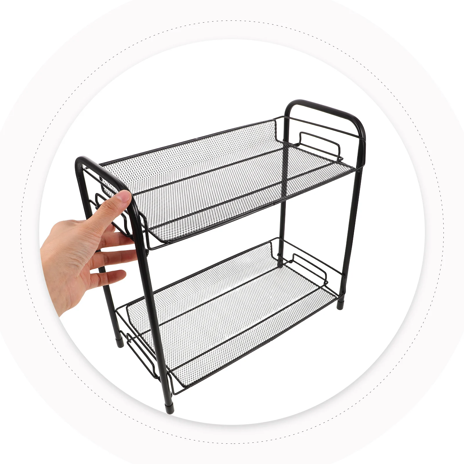 

2-Tier Coffee Cup Rack Stainless Steel Countertop Organizer Kitchen Bathroom Storage Shelf Mug Display Stand Spice Rack