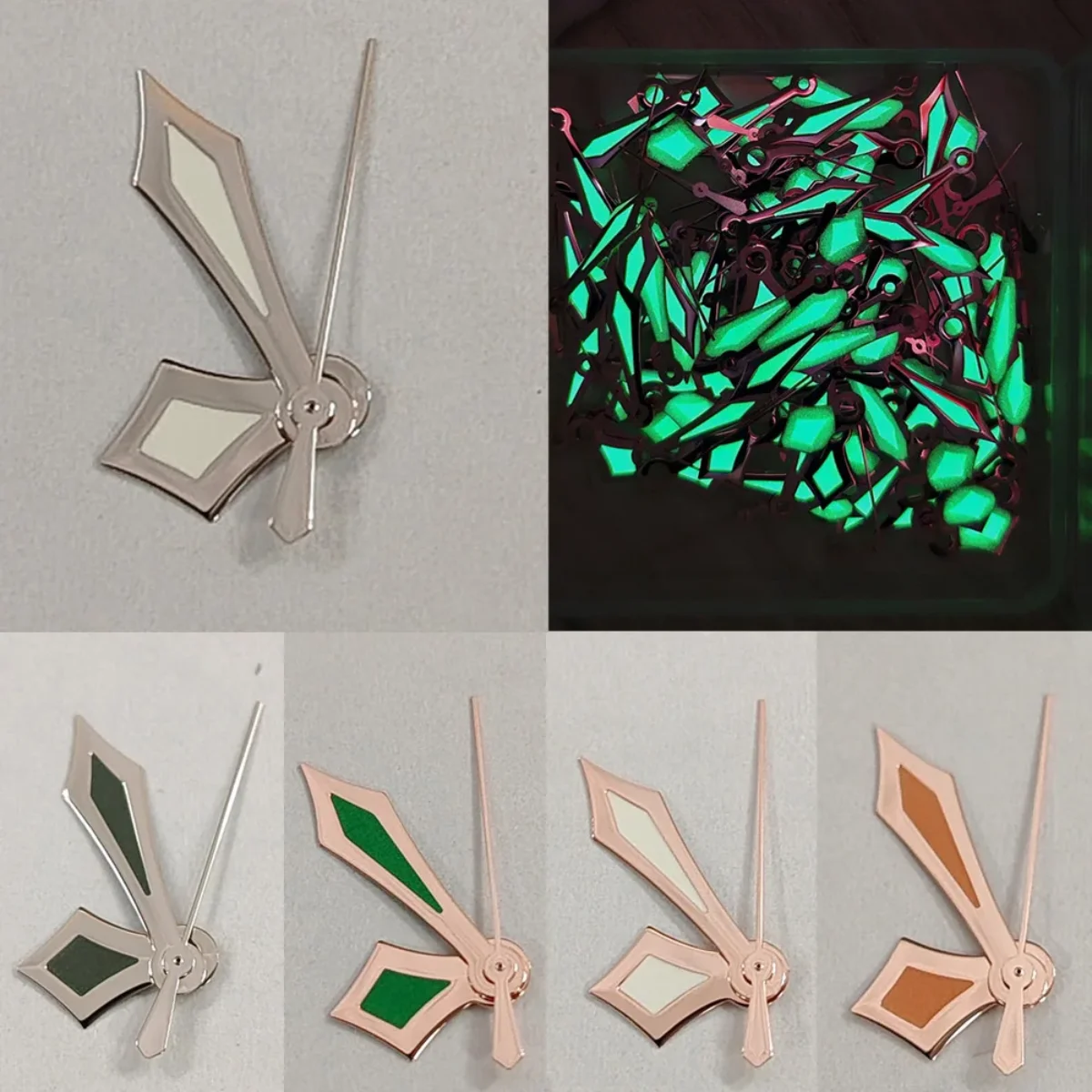 

2025 New Watch Hands for NH35/NH36/4R/7S Movement Modified Silver/Rose Watch Pointers Sword Shape Green Luminous Hands