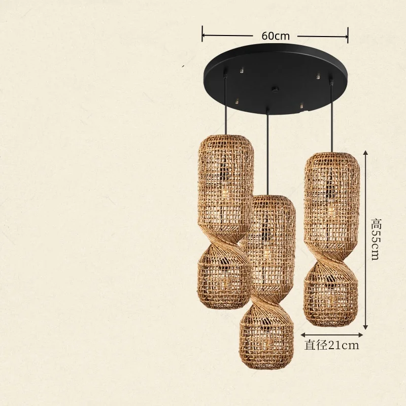 Japanse Wabi Sabi Retro Rotan Hanglamp Zen Tea Room Homestay Hotel Restaurant Bar Kroonluchter Home Decor Verlichting