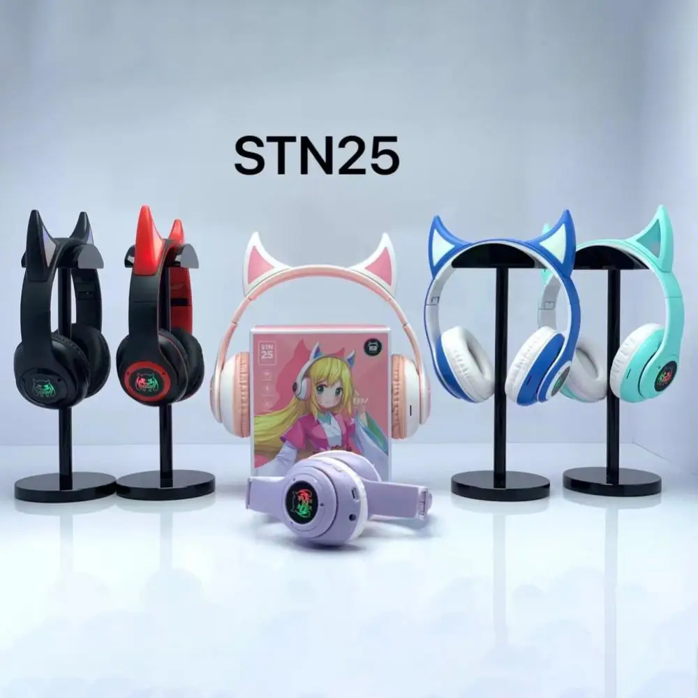 Devil Ear Wireless Headphones with Mic Fone Glow Light Stereo Bass Children Gifts Gamer Headset for Cell phone PC Helmets