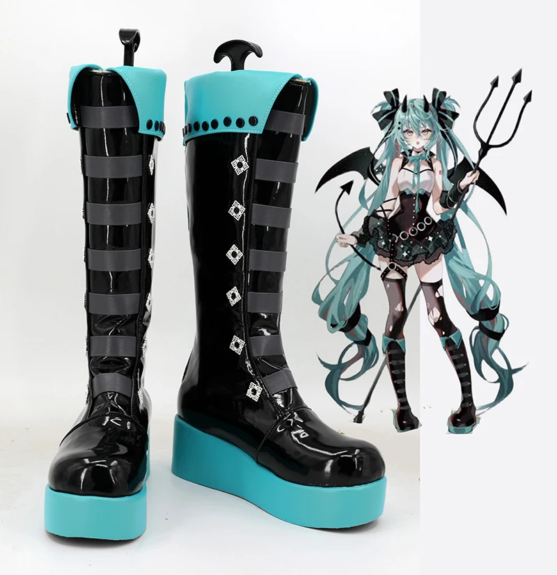 Miku Cosplay Shoes Women Custom Made Boots Halloween