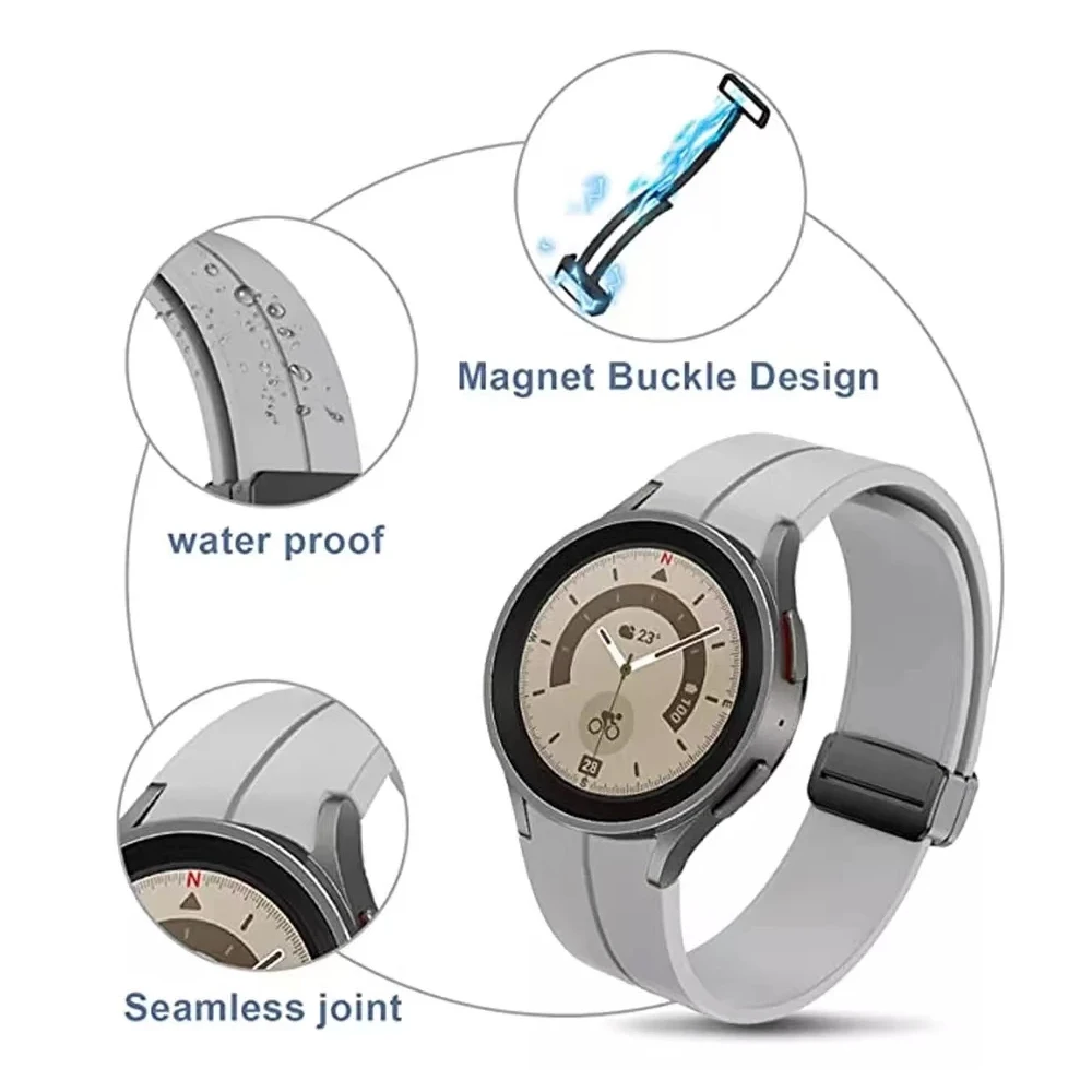 سوار سيليكون لساعة سامسونج جالاكسي ، حزام كلاسيكي ، حزام مغناطيسي ، 6 ، 5 ، 4 برو ، 47 ، 43 ، 44 ، 40 ، أصلي