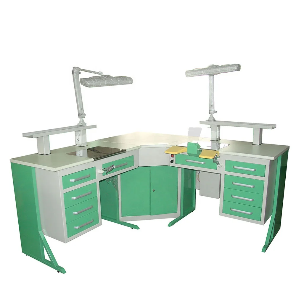 LT-D01 90 degree L type dental lab bench in Grey color