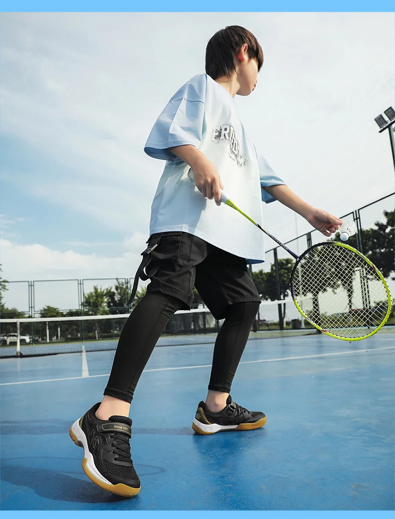 Scarpe da badminton per bambini, scarpe da ping pong per ragazzi indoor, scarpe da allenamento per tennis, scarpe da pallavolo per bambini taglie 29-38