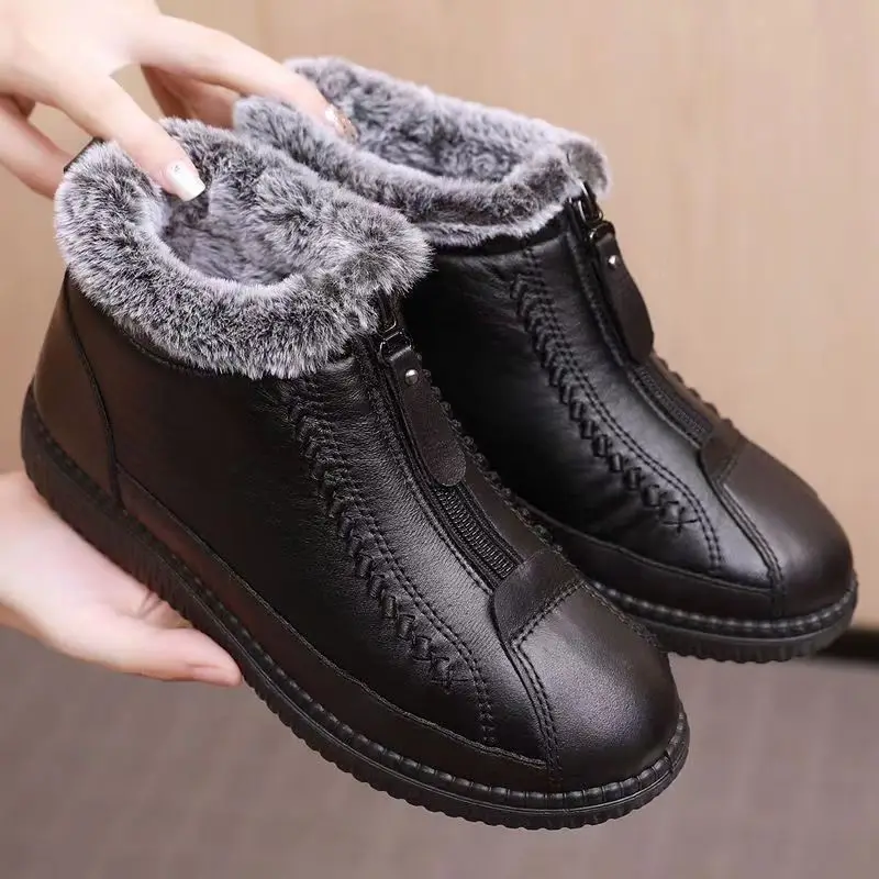 Cold Resistance -30℃ Women & Girls Snow Boots Female Antiskid Winter Shoes Warm Soft Leather Sports Casual Sneakers Size 35-41