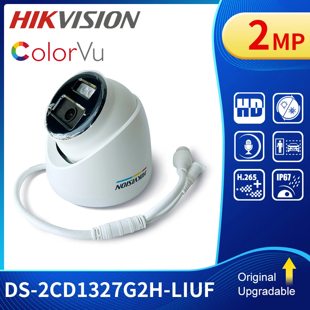 

​Hikvision DS-2CD1327G2H-LIU 2MP ColorVu IP Camera POE Built-in Mic Color Night Vision Video Surveillance Camera