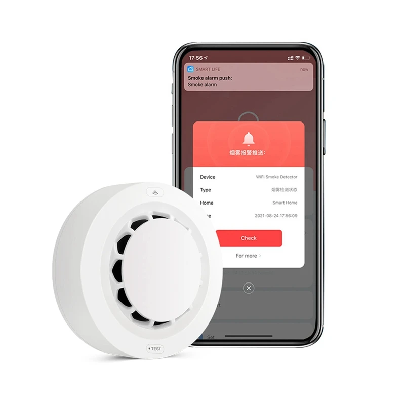 2-In-1 Wireless Tuya Smoke Detector With Temperature Humidity Smoke Fire Alarm For Home Connect Alarm System Security