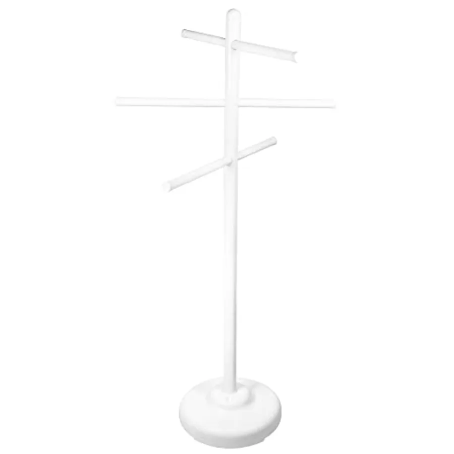

HYDROTOOLS 89032 Free Standing Poolside Adjustable-Towel Rack With Water Weighted Base Three Arms Tier For Outdoors and Indoors