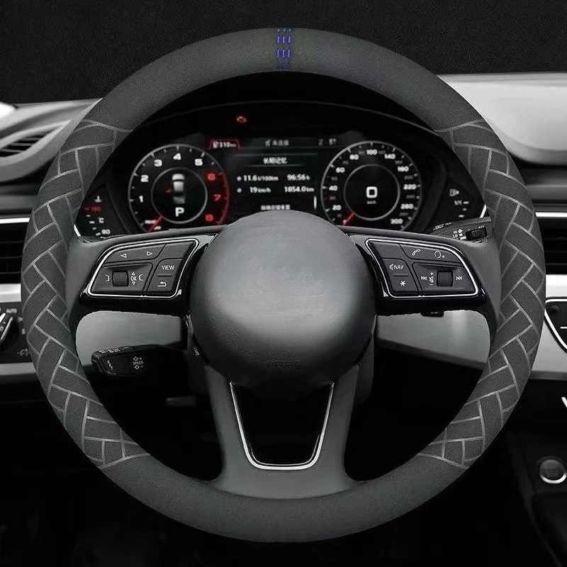 36-50CM Truck Lorry Bus Universal Suede Steering Wheel Cover Non-Slip Long Distance Driving Anti-Fatigue Interior Accessories